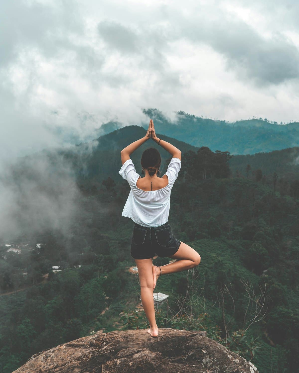 Calm mindful breathing in nature